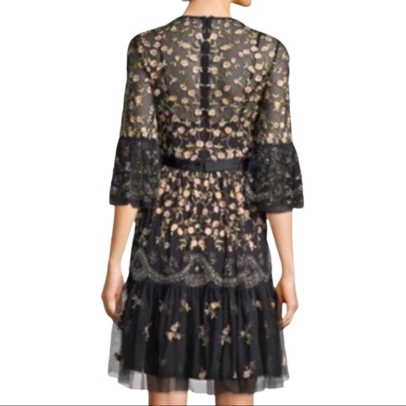 Needle & Thread x BHLDN Climbing Blossom 6 / Sm Black Embroidered Embellished - Picture 5 of 15
